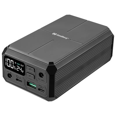 Sandberg 27 000 mAh Laptop Powerbank, USB-C PD 100W, USB-C 30W, USB-A QC3.0 22,5W, musta