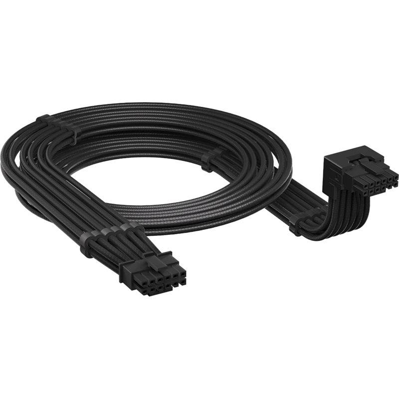 Corsair 12V-2x6 90° - Style A, näytönohjaimen virtakaapeli, 650mm, musta