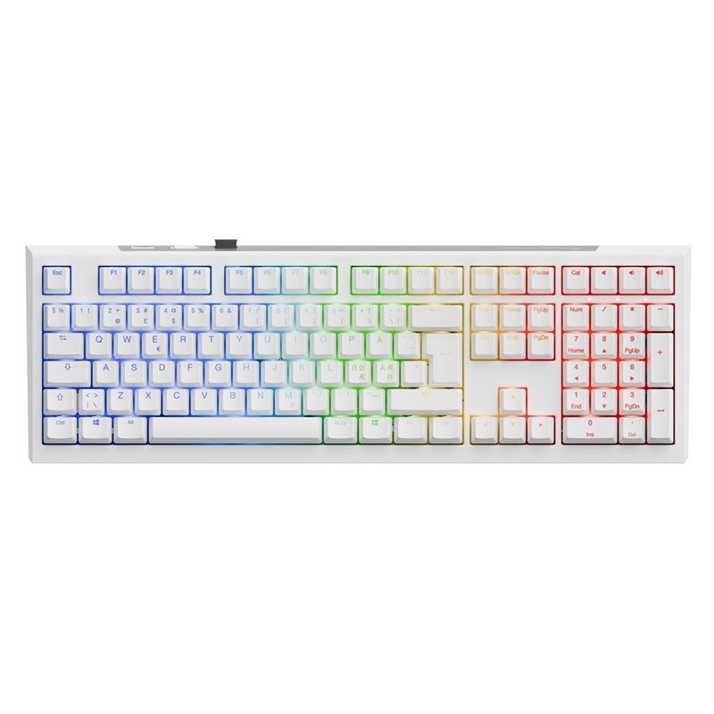 Ducky (Outlet) One X Wireless, Ducky induktiiviset kytkimet, RGB LED, langaton näppäimistö, valkoinen