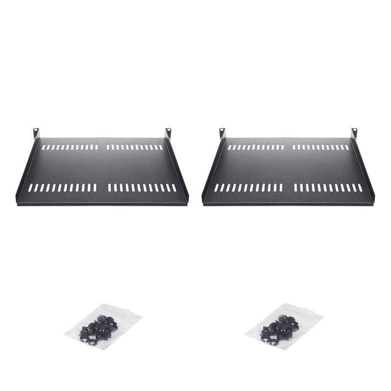 StarTech.com 1U 19" räkkihylly, maks. 20kg, musta, 2-pack