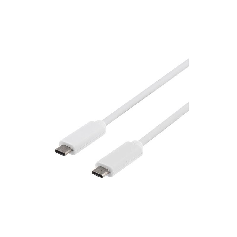 Deltaco 3.1 Gen2 USB-C -kaapeli, 0,5m, valkoinen