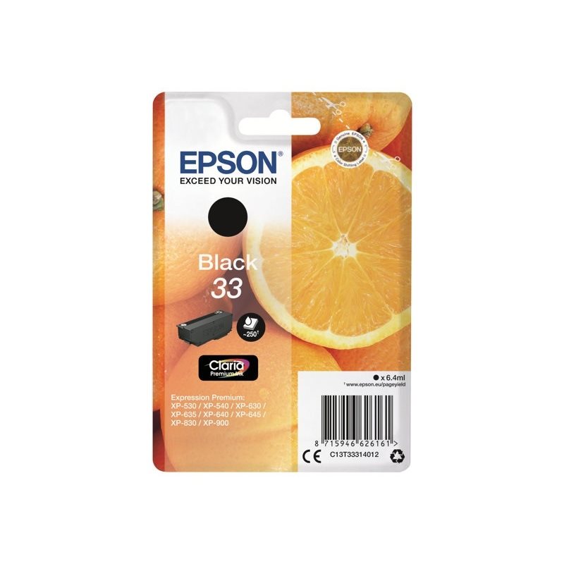 Epson 33 Claria Premium Ink Oranges -väriainekasetti, musta (SEC)