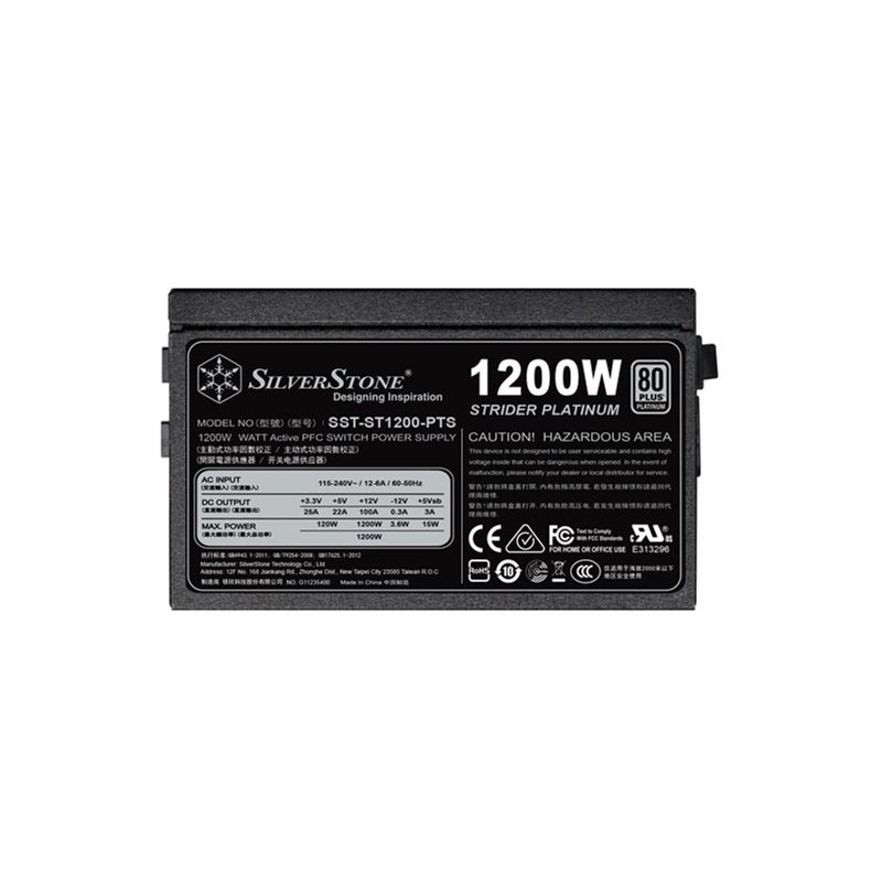 SilverStone 1200W Strider Platinum Series ST1200-PTS, modulaarinen