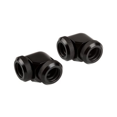 Corsair Hydro X Series XF Hardline 90° 12mm Fitting Twin Pack - Black -putkiliitinsarja, 2 kpl, musta
