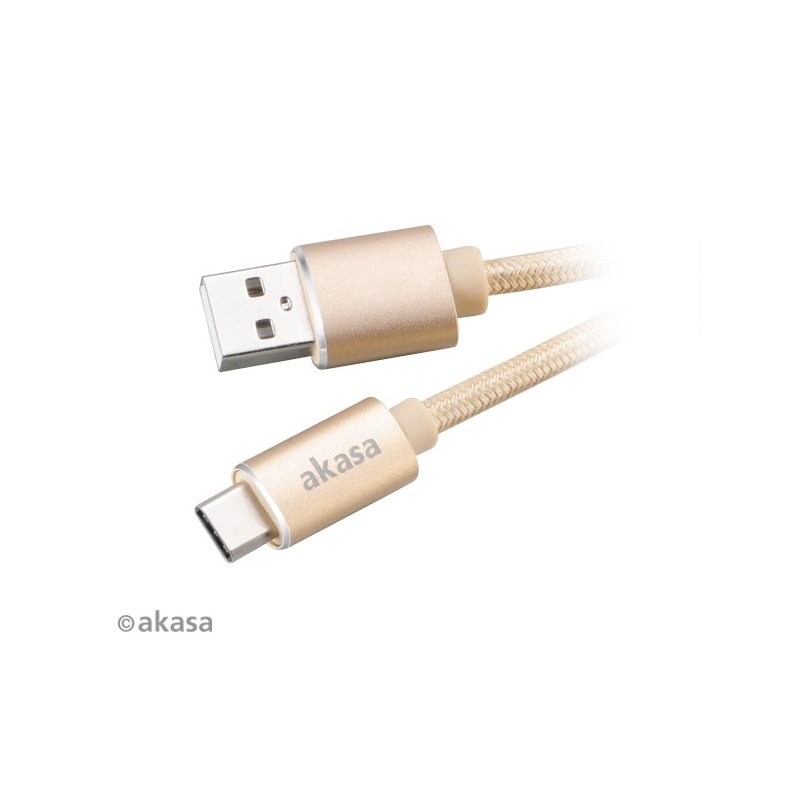 Akasa 2.0 USB-A - USB-C -kaapeli, 1m, kulta