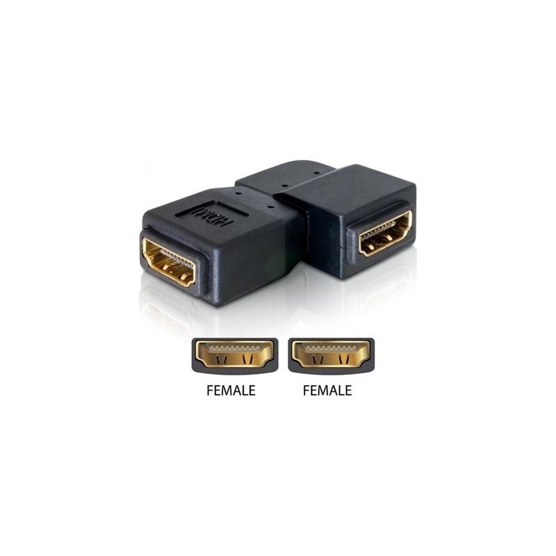 DeLock DeLOCK HDMI-adapteri, 19-pin n-n, kulma, kullatut liitokset