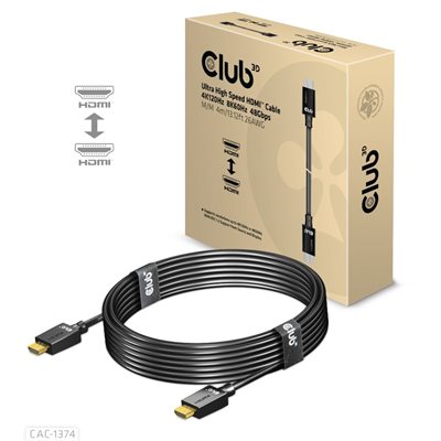 Club 3D 2.1 HDMI -näyttökaapeli, Ultra High Speed, 48Gbps, 4K120Hz/8K60Hz, 4m, musta