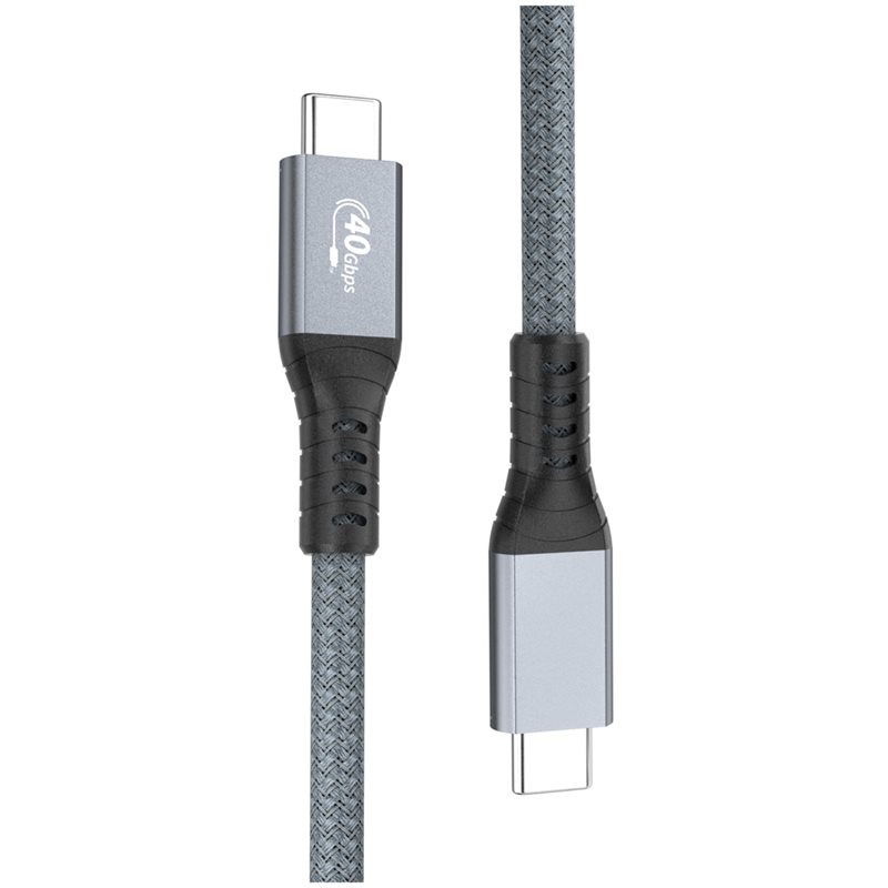 ProXtend USB4-C Gen3x2 -kaapeli, 40Gbps, PD3.0 5A 100W, 0,8m, harmaa