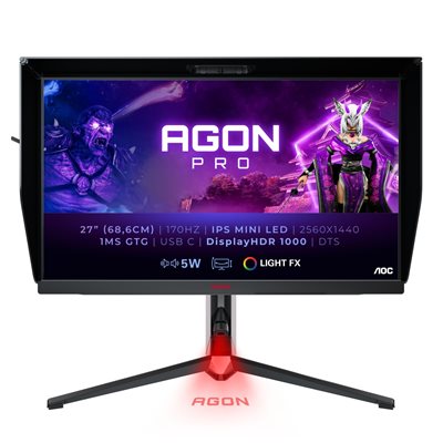 AOC 27" AG274QXM, 170Hz QHD-pelimonitori, musta/punainen (Tarjous! Norm. 929€)