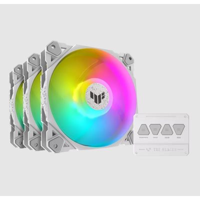Asus TUF Gaming TF120 ARGB - Triple Kit, 120mm PWM-laitetuuletinsarja + kontrolleri, valkoinen/läpikuult.