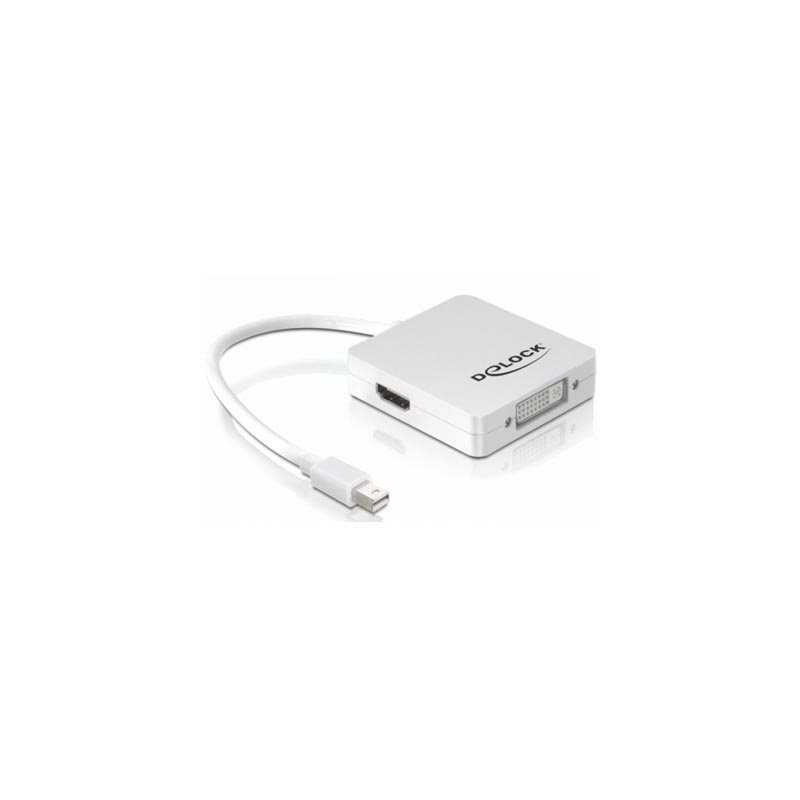 DeLock Adapteri, Mini DisplayPort - DVI/HDMI/DisplayPortti, 0,17m, valkoinen