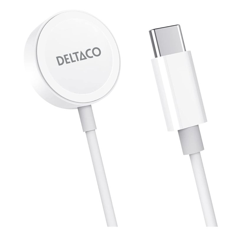 Deltaco Apple Watch -latauskaapeli, USB-C, 1m, valkoinen