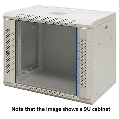 Deltaco 19" räkkikaappi, 6U, 600x450mm, lasiovi, valkoinen