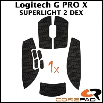 Corepad Soft Grips, hiiren grippisarja, Logitech G PRO X SUPERLIGHT 2 DEX, musta