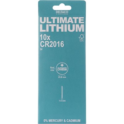 Deltaco CR2016 -paristo, 10kpl
