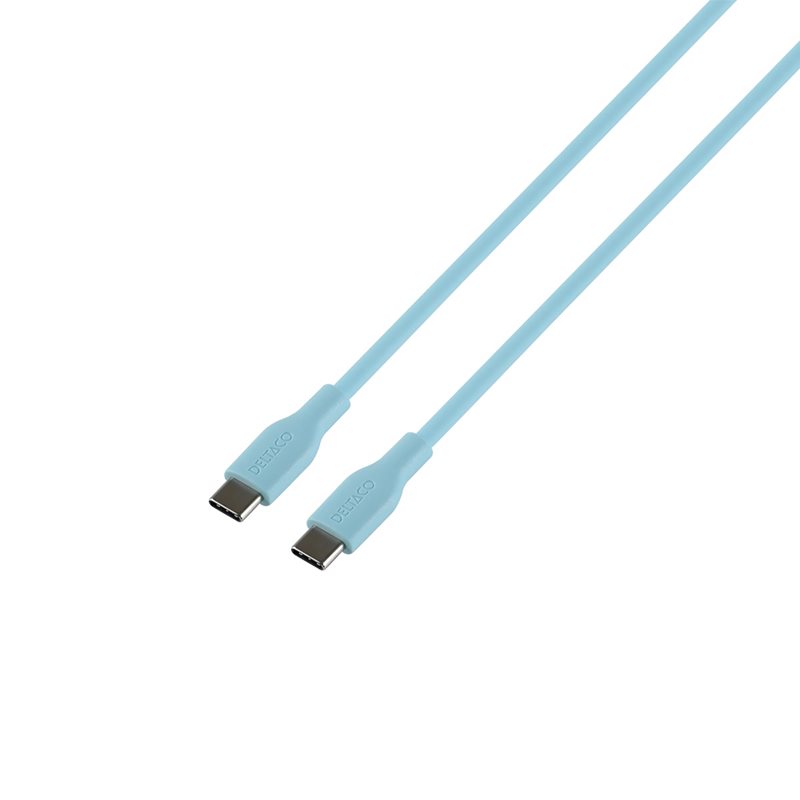 Deltaco 2.0 USB-C -kaapeli, SPR PD3.0 60W, 1,5m, turkoosi