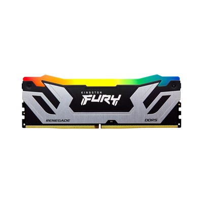 Kingston 24GB (1 x 24GB) FURY Renegade RGB Silver, DDR5 8000MHz, CL38, 1.40V, musta/hopea
