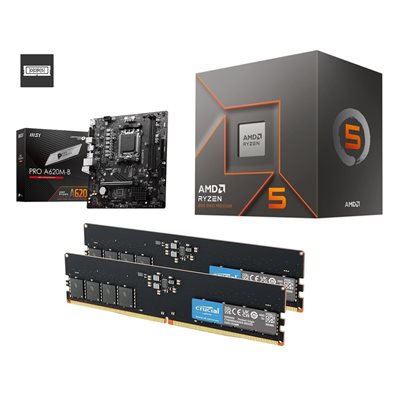MSI PRO A620M-B + Ryzen 5 8400F + 16GB DDR5 4800MHz -tuotepaketti