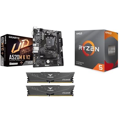 Gigabyte A520M K V2 + Ryzen 5 3600 + 16GB DDR4 3200MHz -tuotepaketti