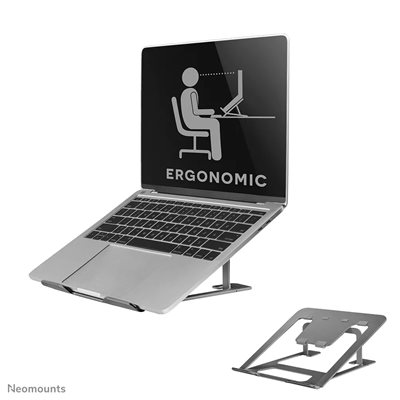 Neomounts 10-17" Foldable Laptop Stand, kokoontaittuva kannettavan tietokoneen teline, harmaa