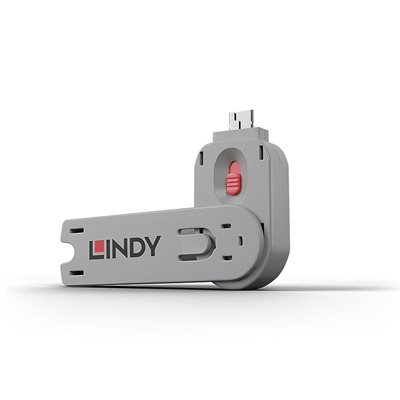 Lindy USB-A Port Blocker, vain avain, pinkki/harmaa
