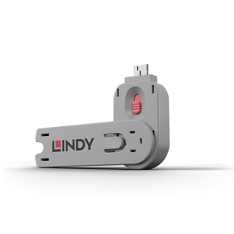 Lindy USB-A Port Blocker, vain avain, pinkki/harmaa