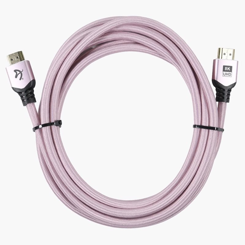 Arozzi HDMI 2.1 -näyttökaapeli, 3m, pinkki