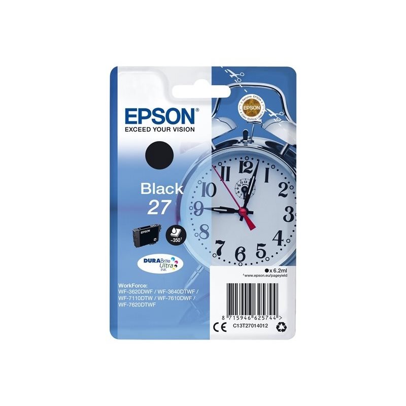 Epson 27 DURABrite Ultra Alarm Clock -väriainekasetti, musta (SEC)