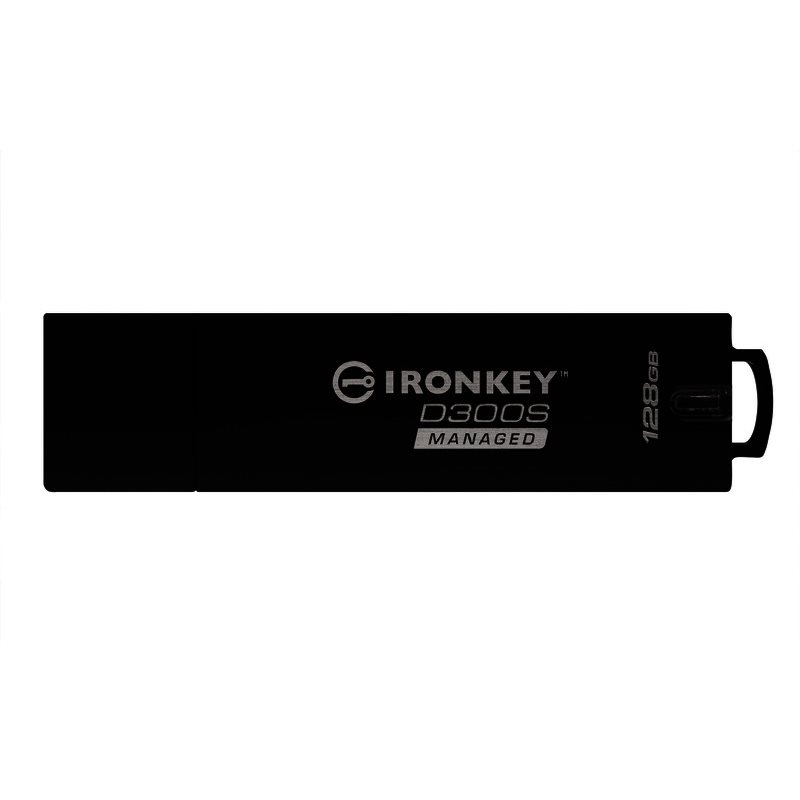 Kingston 128GB IronKey D300 Serialised Managed , USB 3.1 -muistitikku, 250/85 MB/s, musta