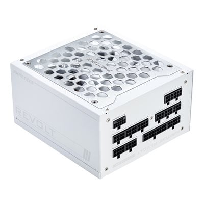 Phanteks Revolt 1000W Platinum, ATX 3.0, PCIe 5.0, modulaarinen, ilman kaapeleita, valkoinen