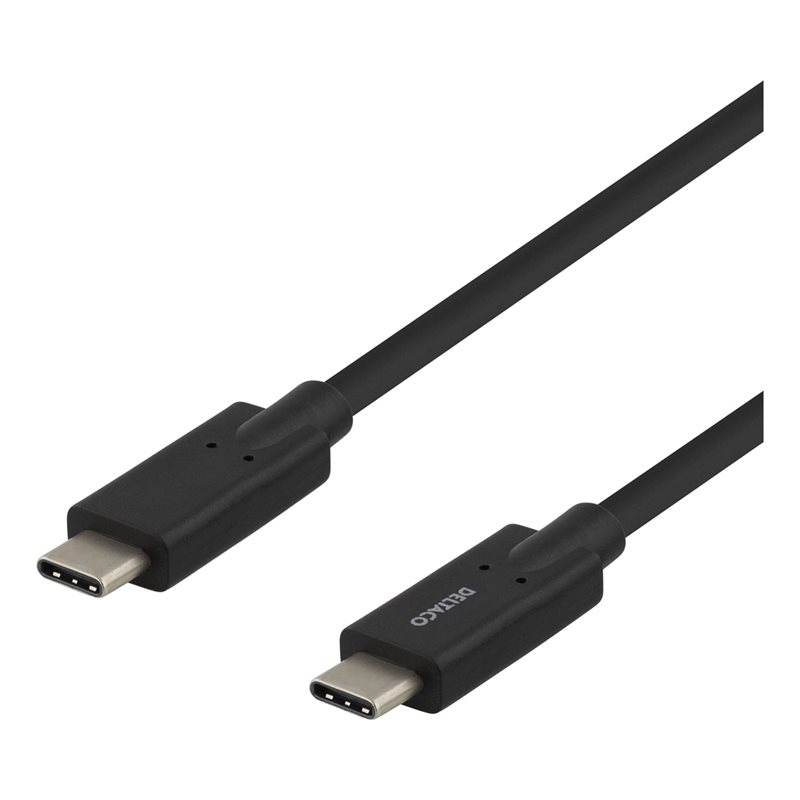 Deltaco USB-C 3.1 Gen 1 -kaapeli, 5Gbps, PD3.0 5A 100W, 2m, musta