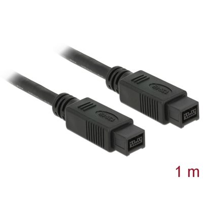 DeLock FireWire 9-pin -kaapeli, 1m, musta