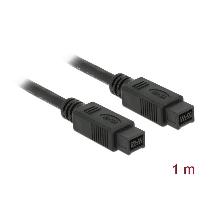 DeLock FireWire 9-pin -kaapeli, 1m, musta