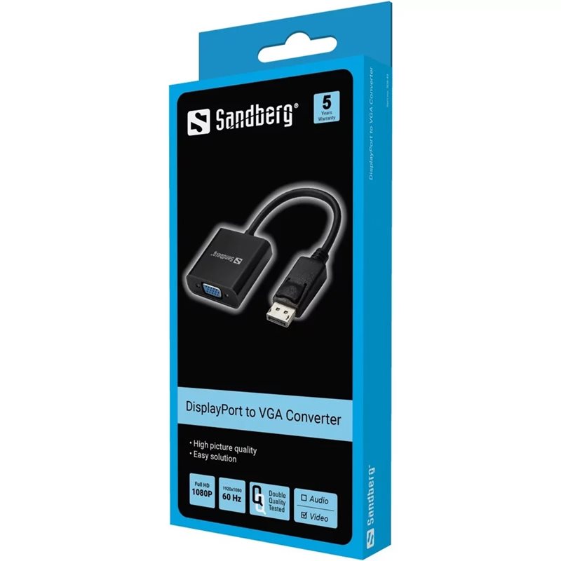 Sandberg DisplayPort 1.2 -> VGA -adapteri, musta - Kuva 2