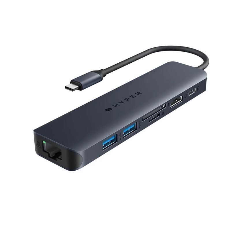 Targus (Outlet) HyperDrive Next 7 Port USB-C-hubi, PD3.0 100W, keskiyön sininen