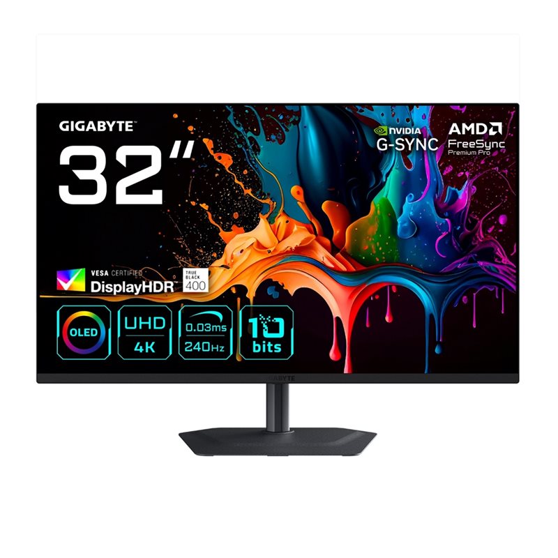 Gigabyte (Outlet) 31,5" MO32U2, 240Hz 4K UHD OLED-pelimonitori, musta