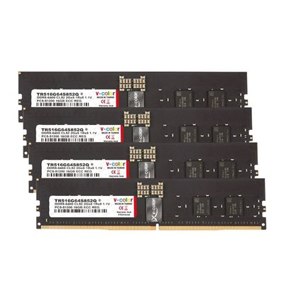 v-color 64GB (4 x 16GB) R-DIMM - STANDARD, DDR5 6400MHz, ECC, CL52, 1.10V, musta