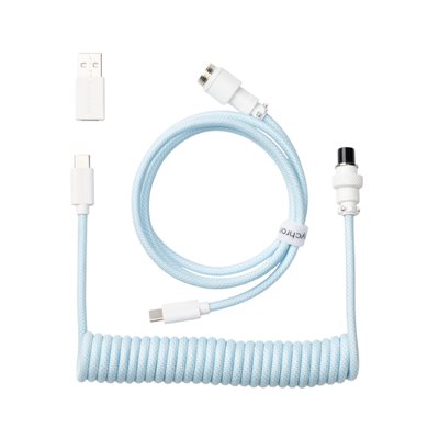 Keychron Coiled Aviator Cable 8K - Straight, näppäimistön kierrekaapeli, vaaleansininen