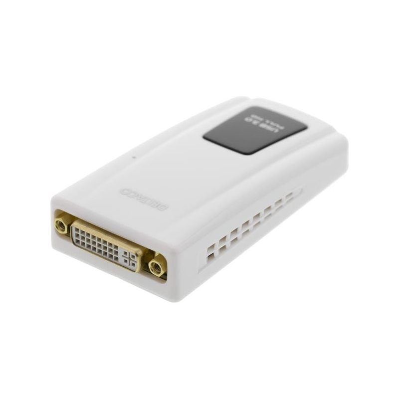 Deltaco USB 3.0 - DVI/HDMI/VGA-sovitin, valkoinen