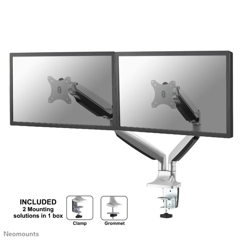 Neomounts by Newstar NM-D750DSILVER Select monitor desk mount, pöytäteline kahdelle monitorille, hopea