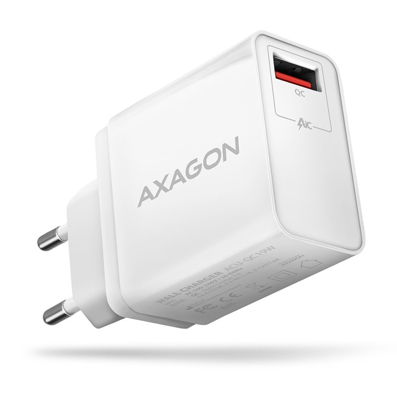 AXAGON 19W verkkovirtalaturi, USB-A, QC3, valkoinen