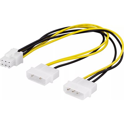 Deltaco 2x 4-pin -> 6-pin PCI Express -adapterikaapeli, 25 cm