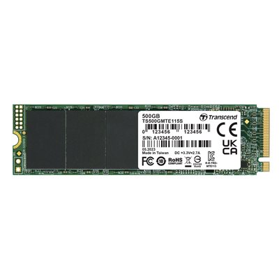 Transcend 500GB 115S, PCIe Gen3 x4 M.2 2280 SSD-levy, 3200/2000 MB/s