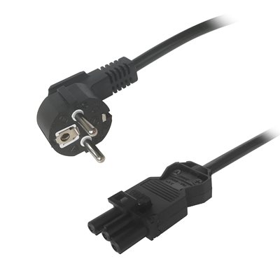 Deltaco Maadoitettu laitekaapeli, CEE 7/7  - GST18 naaras, 2m, musta