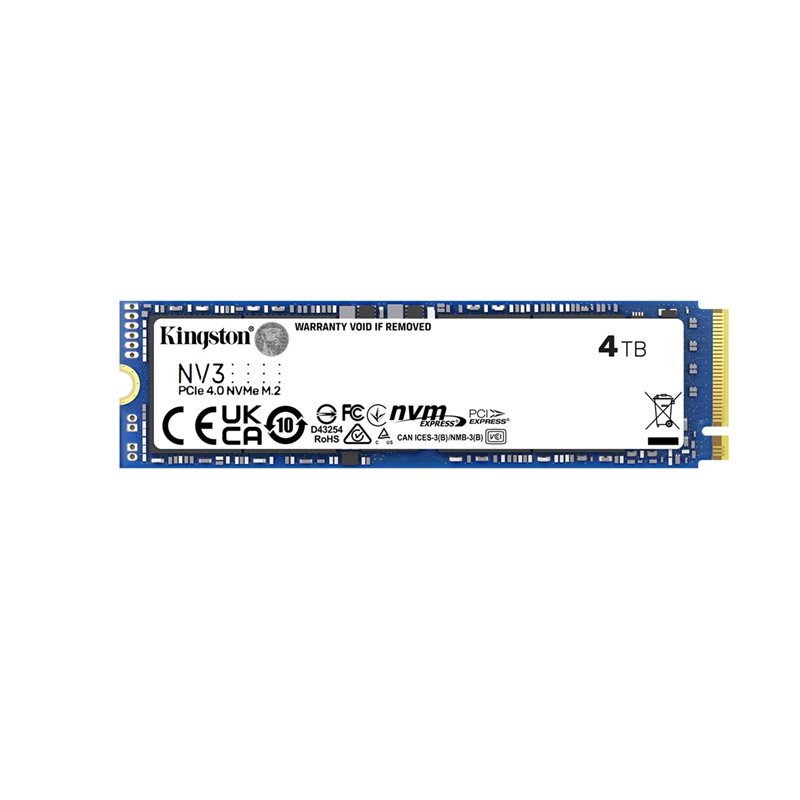 Kingston 4TB NV3 PCIe 4.0 NVMe SSD-levy, M.2 2280, 6000/5000 MB/s