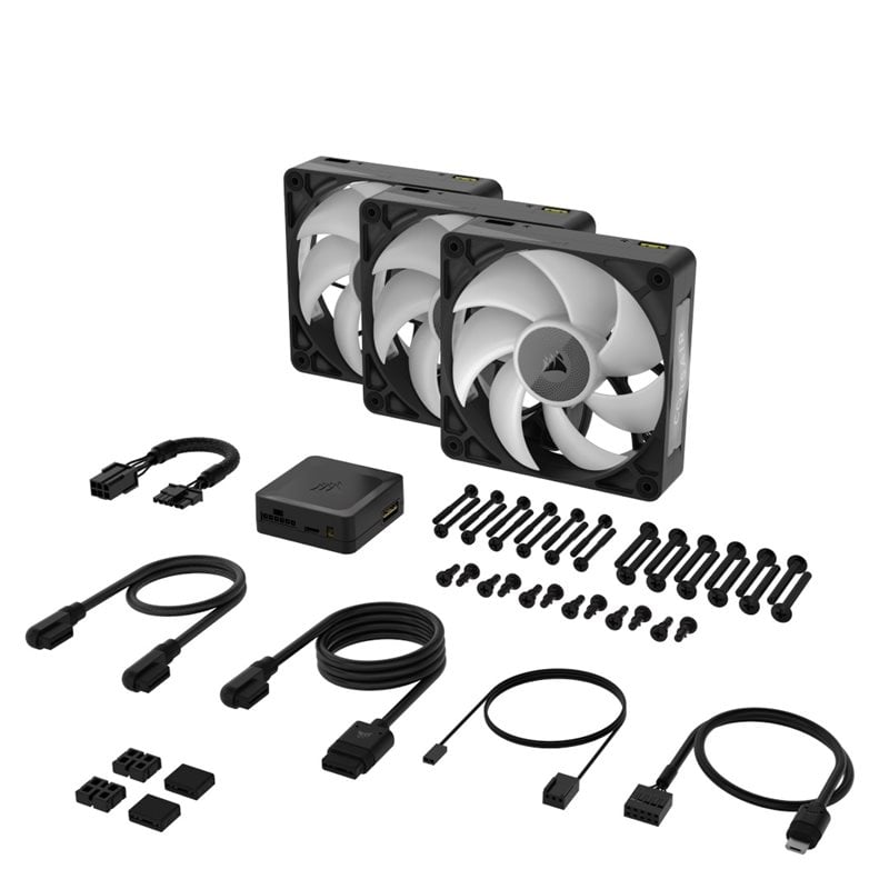 Corsair iCUE LINK RX120 MAX RGB 120 mm PWM Fans Starter Kit ‑aloitussarja, musta