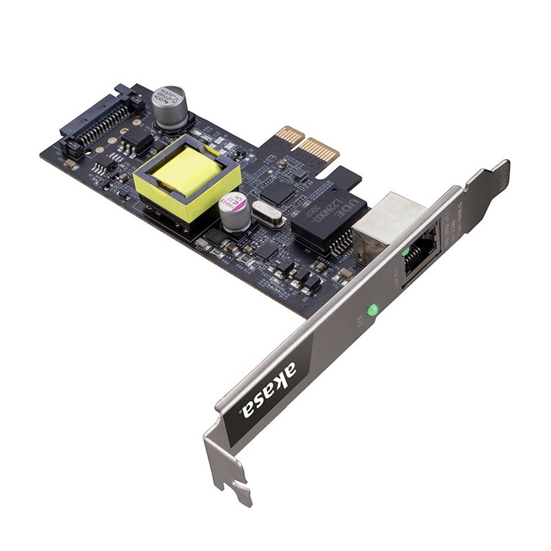 Akasa 2.5 Gigabit Ethernet -verkkokortti, PCIe, PoE-tuella, 1x RJ-45