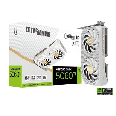 Zotac GeForce RTX 5060 Ti Twin Edge OC White Edition -näytönohjain, 16GB GDDR7