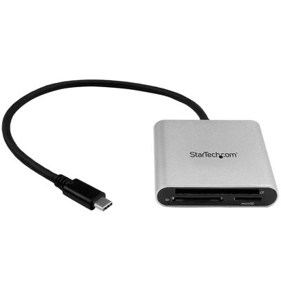 StarTech.com 3.2 Gen1 USB-C SD/mSD/CF -muistikortinlukija, hopea