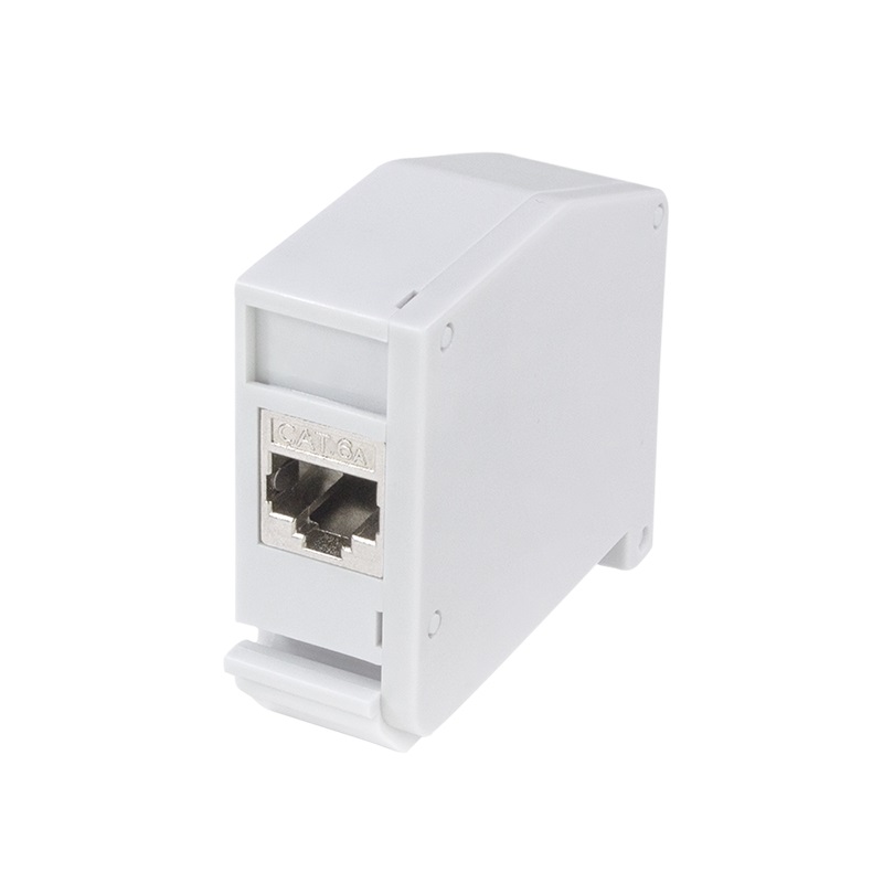 Logilink DIN-kiskoadapteri Cat6a RJ-45 Coupler -jatkoliittimellä, valkoinen